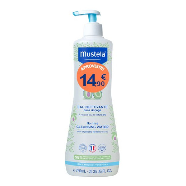 Mustela Água de Limpeza s/Enxaguar 750ml Formato XL Preço Especial