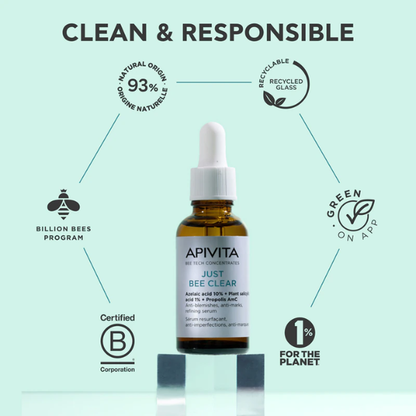 Apivita Just Bee Clear Sérum Redensificador Marcas & Imperfeições 30ml