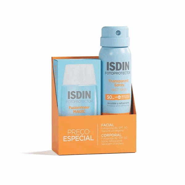 Isdin Fotoprotetor Pack Preço Especial Fusion Water Magic 50ml + Spray Transparente 100ml
