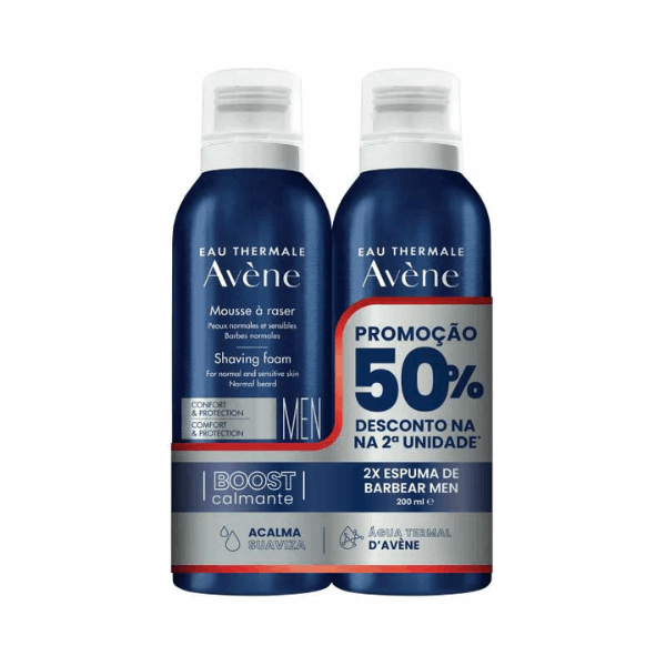 Avène Homem Espuma Barbear Pack Duplo 2x200ml -50% 2ª Unid.