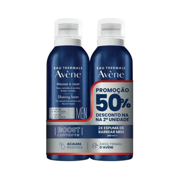 Avène Homem Espuma Barbear Pack Duplo 2x200ml -50% 2ª Unid.