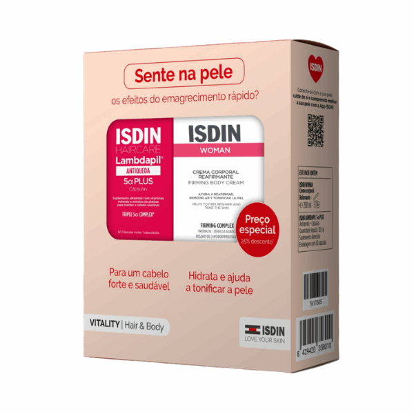 Isdin Pack Vitality Hair&Body Lambdapil 5α Plus 60 Cápsulas + Woman Creme Corporal Reafirmante 200 ml