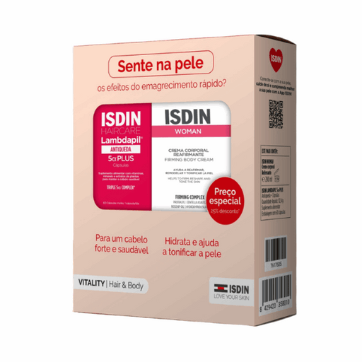 Isdin Pack Vitality Hair&Body Lambdapil 5α Plus 60 Cápsulas + Woman Creme Corporal Reafirmante 200 ml