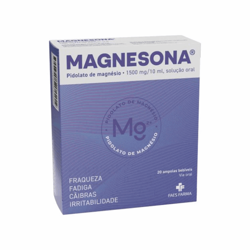 Magnesona Pidolato Magnésio 1500mg/10ml Fadiga Cãibras Músculos Ampolas x20