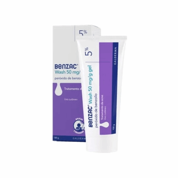 Benzac Wash 50mg/g Gel Acne Ligeira Moderada Áreas Extensas 100gr.
