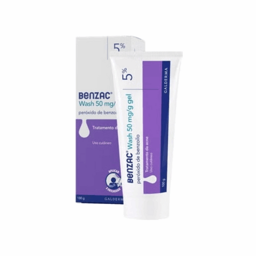 Benzac Wash 50mg/g Gel Acne Ligeira Moderada Áreas Extensas 100gr.