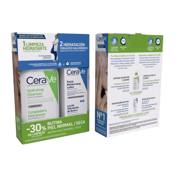 CeraVe Coffret Rotina Pele Normal a Seca Limpeza 236ml + Loção Hidratante Rosto 52ml