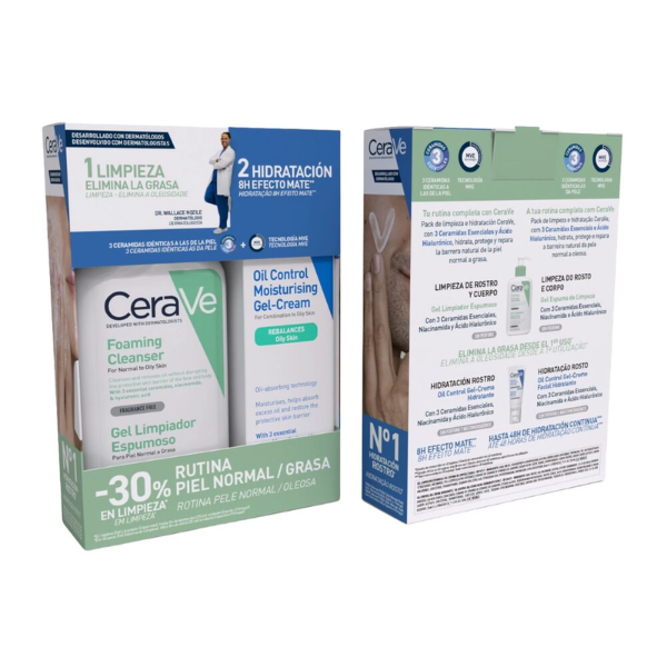 CeraVe Coffret Rotina Pele Normal a Mista Gel Limpeza 236ml + Gel-Creme Oil Control 52ml