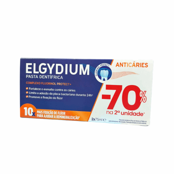 Elgydium Pasta Dentes Anticáries Pack Duplo 2x75ml -70% 2ª Unid.