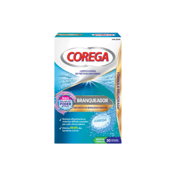 Corega Branqueador Pastilhas Prótese Dentária x30
