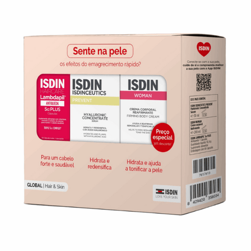 Isdin Pack Global Hair&Skin Lambdapil 5α Plus 60 Cápsulas + Hyaluronic Concentrate Sérum 30ml + Woman Creme Corporal Reafirmante 200ml