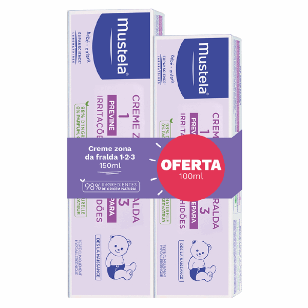 Mustela Creme Zona da Fralda 123 Pack 150ml + Oferta 100ml