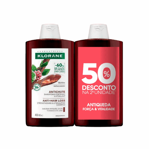 Klorane Quinina e Edelvaisse BIO Champô Antiqueda 2x400ml 50% 2ªUnid.