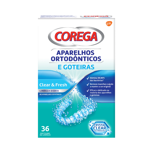Corega Aparelhos Ortodônticos Goteiras Pastilhas x36