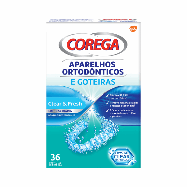 Corega Aparelhos Ortodônticos Goteiras Pastilhas x36