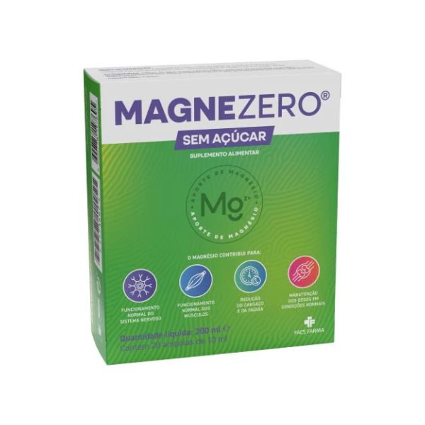 Magnezero Pidolato Magnésio 2g/10ml Músculos Fadiga Ossos Ampolas x20