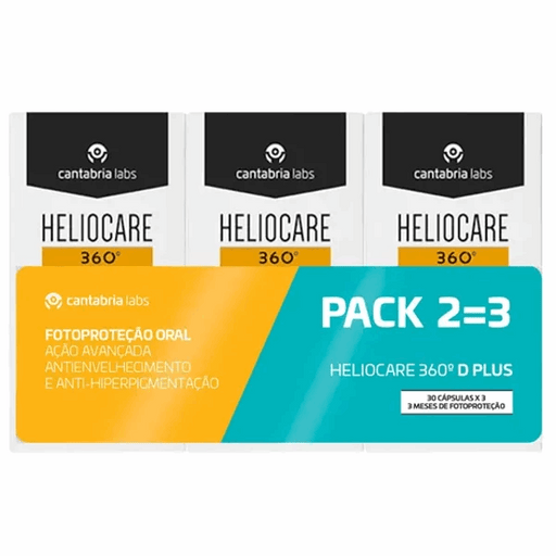 Heliocare 360º D Plus Cápsulas Pack Promocional 2=3 Oferta 3ª Embalagem