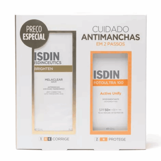 Isdin Isdinceutics Pack Antimanchas 2 Passos Melaclear Serum 30ml + Solar Fotoultra Active Unify 50ml