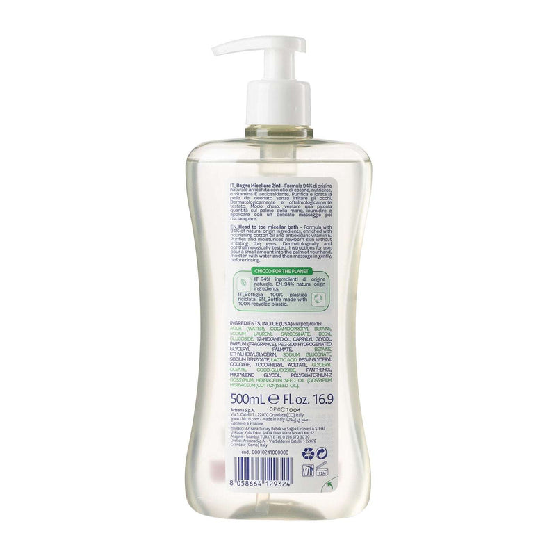 Chicco Gel Banho Micelar Pele Sensível 500ml Baby Moments 0M+