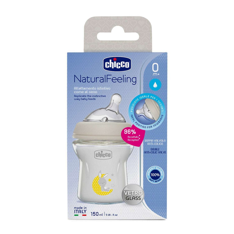 Chicco Biberão Recém-Nascido Natural Feeling Vidro 0M+ Fluxo Normal