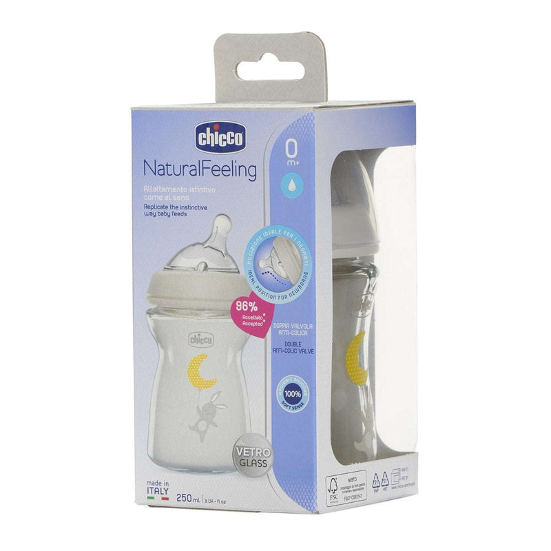 Chicco Biberão Recém-Nascido Natural Feeling Vidro 0M+ Fluxo Normal