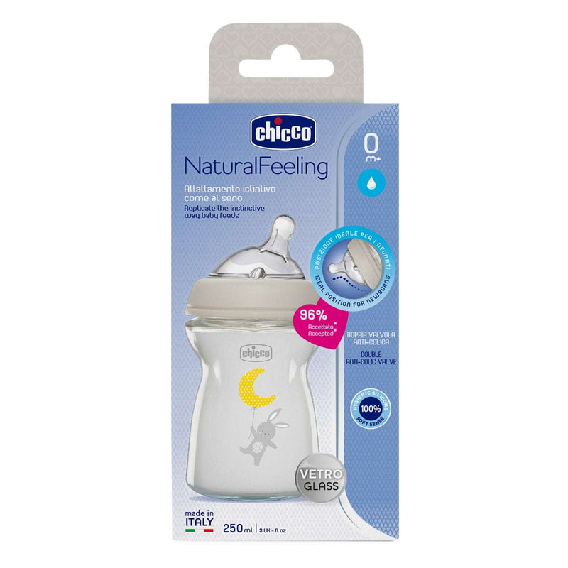 Chicco Biberão Recém-Nascido Natural Feeling Vidro 0M+ Fluxo Normal