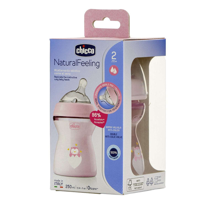 Chicco Biberão Anticólicas Natural Feeling 2M+ 250ml Fluxo Médio