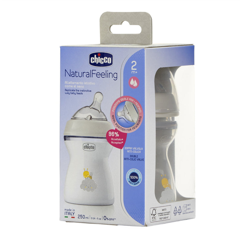 Chicco Biberão Anticólicas Natural Feeling 2M+ 250ml Fluxo Médio
