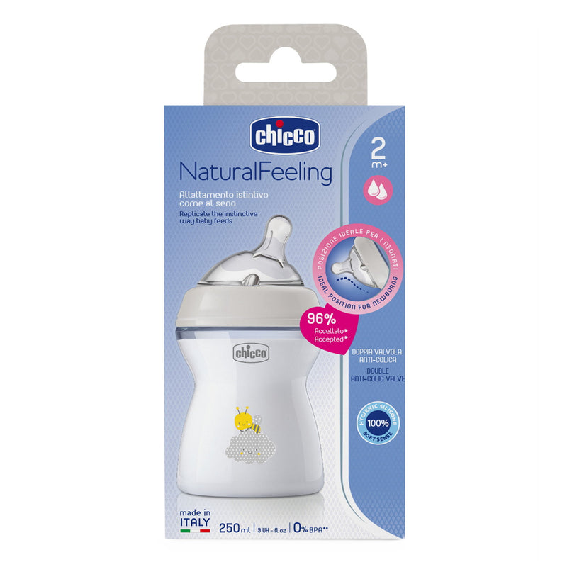 Chicco Biberão Anticólicas Natural Feeling 2M+ 250ml Fluxo Médio