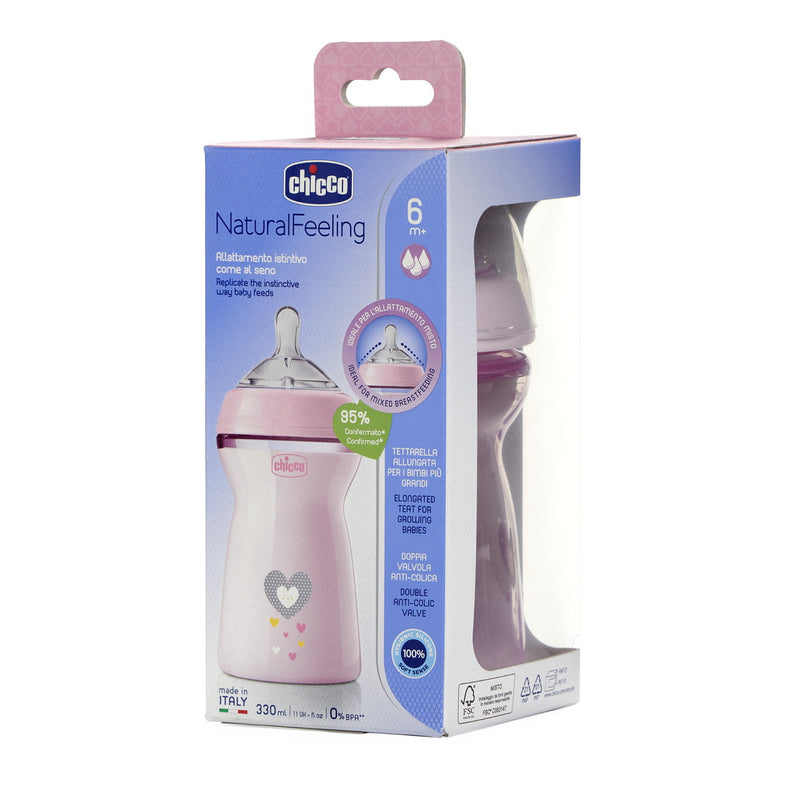 Chicco Biberão Anticólicas Natural Feeling 6M+ 330ml Fluxo Rápido