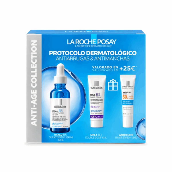 La Roche Posay Coffret Protocolo Antirrugas Antimanchas Sérum Hyalu B5 Suractivated + OFERTA Minis Anthelios e Mela B3 Double Dose