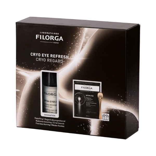 Filorga Optim-Eyes Cryo Coffret Eye Refresh Contorno Olhos 15ml + OFERTA Bolsa c/ Optim-Eyes Mask 6ml e Espátula
