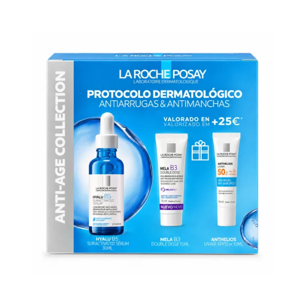La Roche Posay Coffret Protocolo Antirrugas Antimanchas Sérum Hyalu B5 Suractivated + OFERTA Minis Anthelios e Mela B3 Double Dose