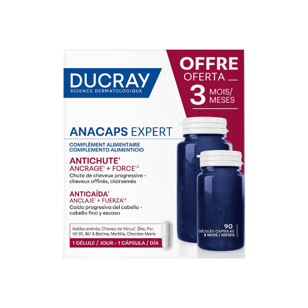 Ducray Pack 3 Meses Anacaps Expert Suplemento Antiqueda Crónica 90cp.
