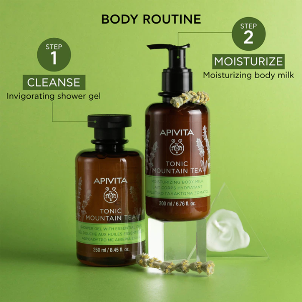 Apivita Coffret Tonic Mountain Tea Gel Duche 250ml + Leite Corporal Hidratante 200ml