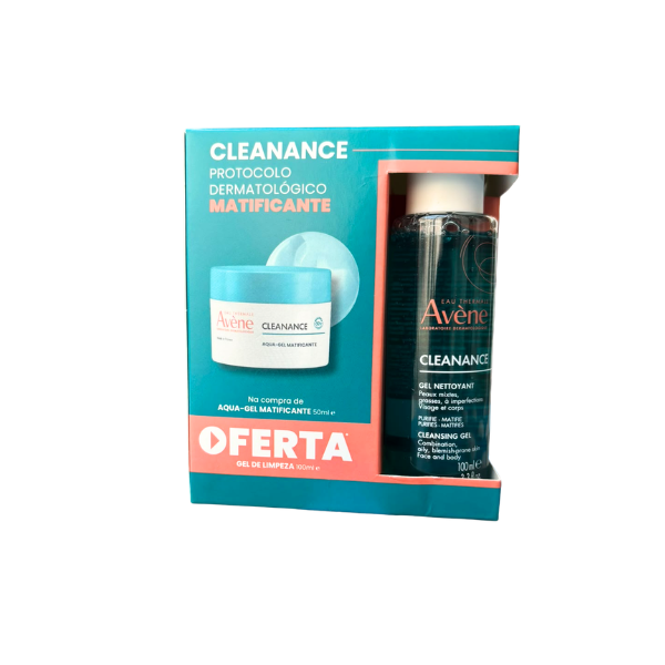 Avène Cleanance Protocolo Matificante Aqua-Gel 50ml + Oferta Gel Limpeza 100ml