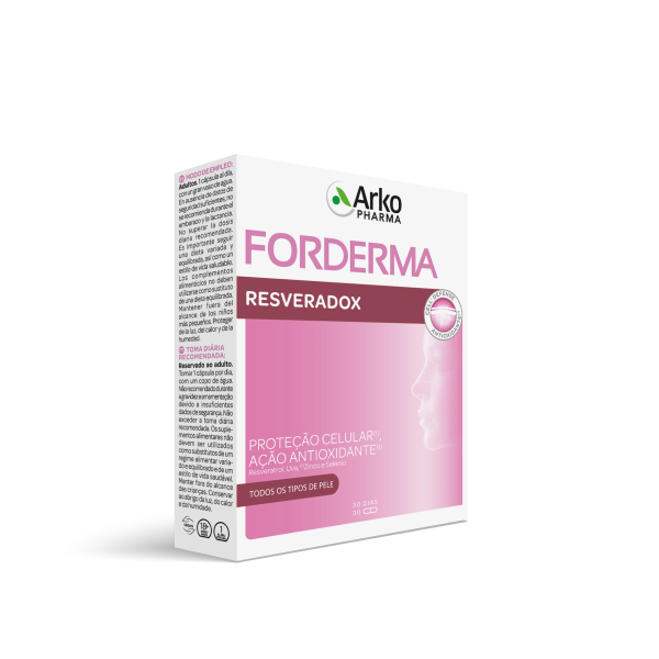 Arkopharma Forderma Resveradox Antioxidante Proteção Pele 30cp.