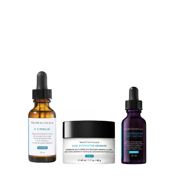 SkinCeuticals Coffret Protocolo Global Anti-Idade C E Ferulic Sérum 30ml + A.G.E. Interrupter Advanced Creme 48ml + OFERTA HA Intensifier Multi-Glycan 15ml