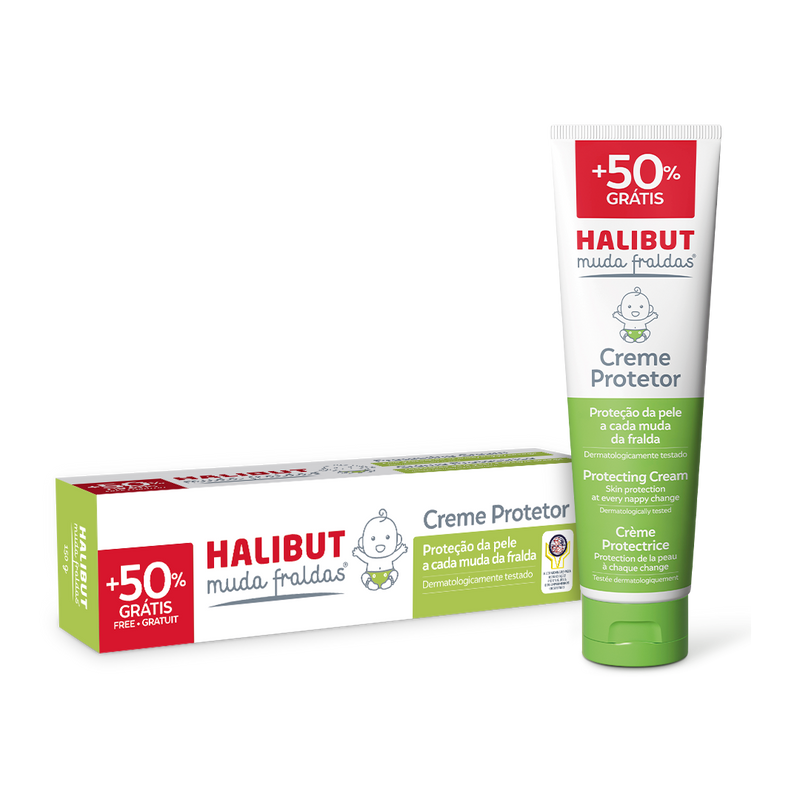 Halibut Muda Fraldas Creme Protetor c/ 50% Grátis 100 + 50 gr