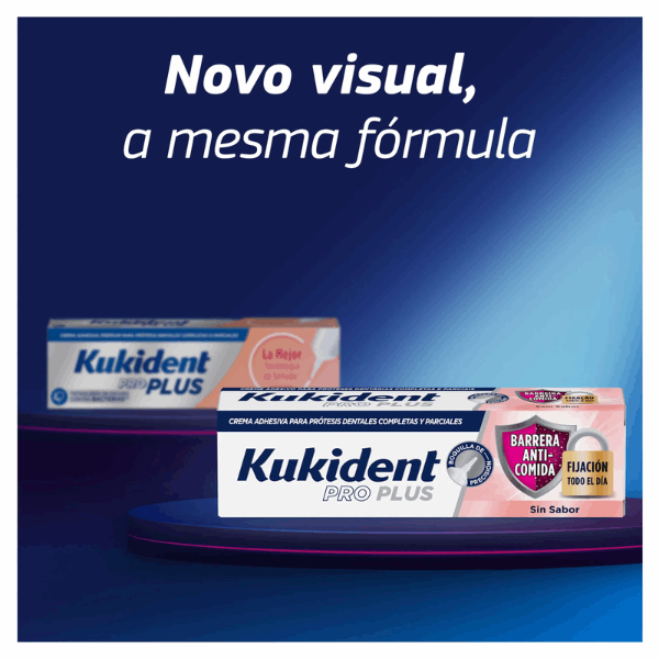 Kukident Pro Plus Sem Sabor Barreira Anti-Comida Creme Fixador Próteses Dentárias