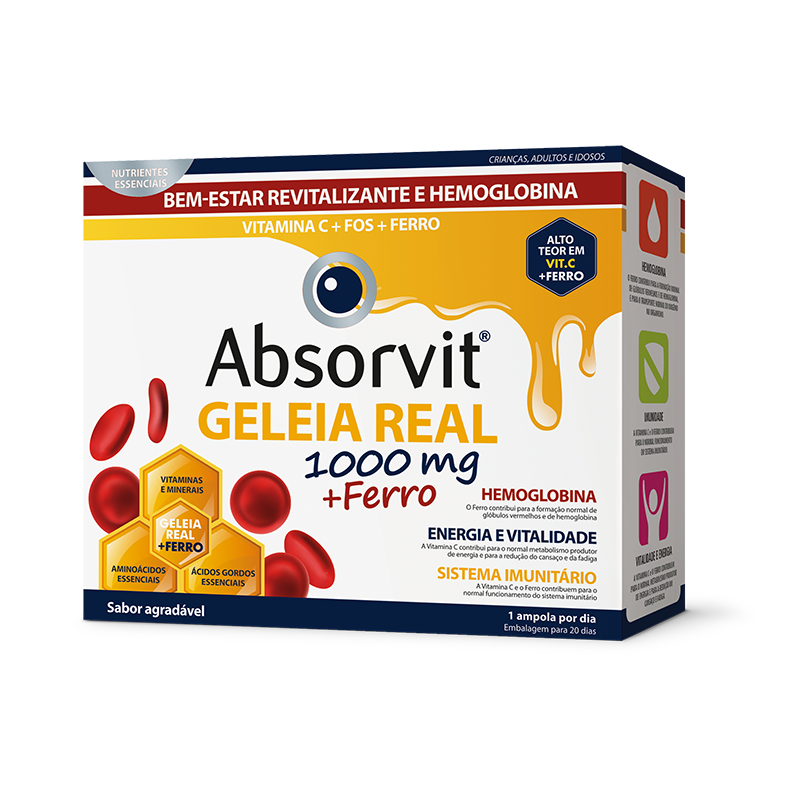 Absorvit Geleia Real 1000mg + Ferro 20 ampolas