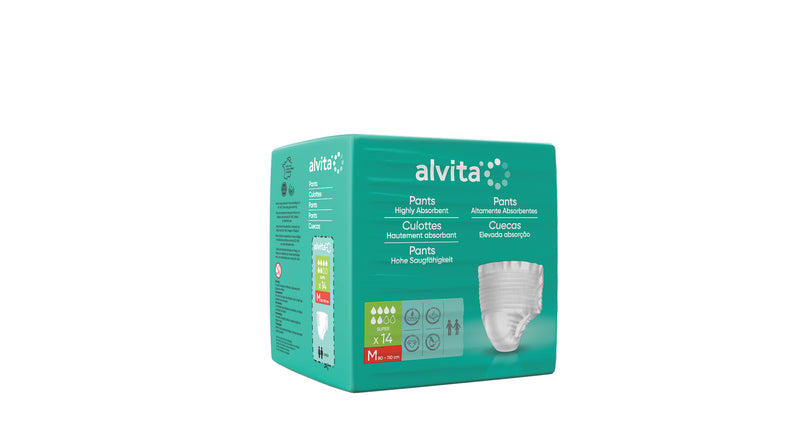 Alvita Cueca Incontinência Super Dia Tamanho M 80-110cm 14unid.