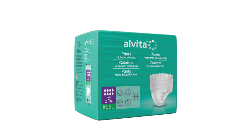 Alvita Cueca Incontinência Maxi Noite Tamanho XL 120-160cm 14unid.
