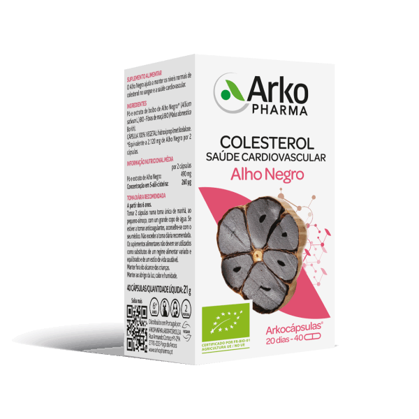 Arkopharma Arkocápsulas Alho Negro Colesterol Saúde Cardiovascular 40cp.