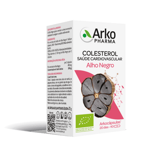 Arkopharma Arkocápsulas Alho Negro Colesterol Saúde Cardiovascular 40cp.