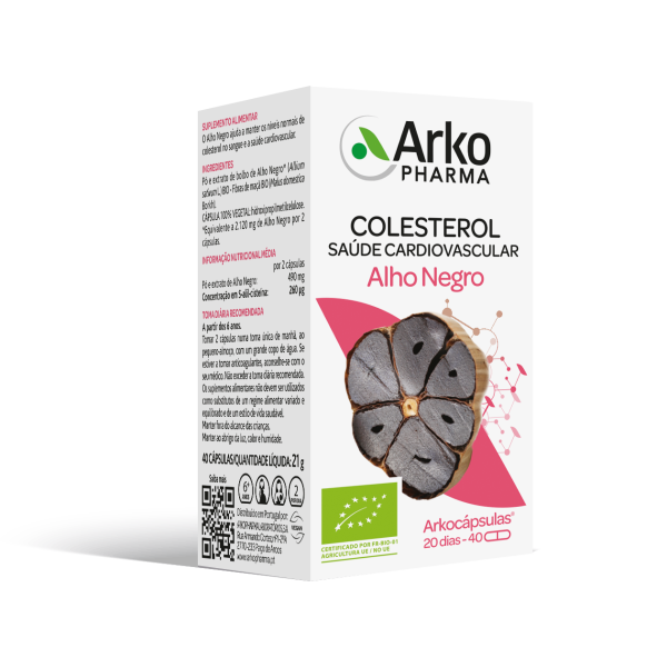 Arkopharma Arkocápsulas Alho Negro Colesterol Saúde Cardiovascular 40cp.