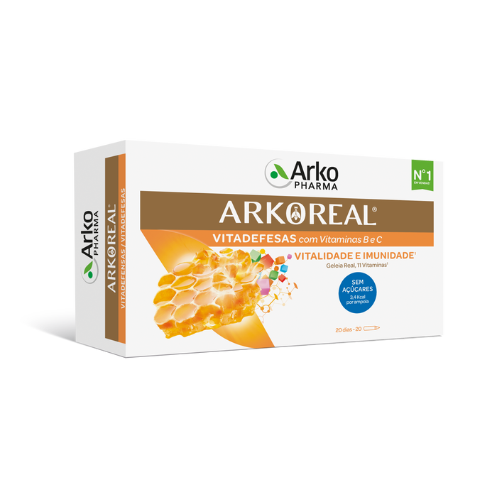 Arkopharma Arkoreal Geleia Real 1000mg Vitadefesas Sem Açúcar 20 Ampolas