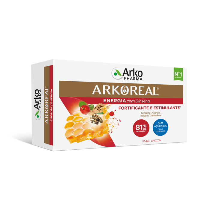 Arkopharma Arkoreal Geleia Real + Ginseng Sem Açúcar 20 Ampolas