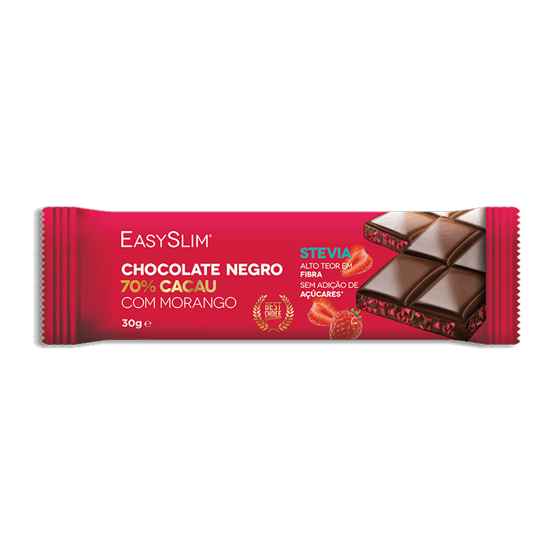 Easyslim Chocolate Negro 70% Cacau Morango 30gr.