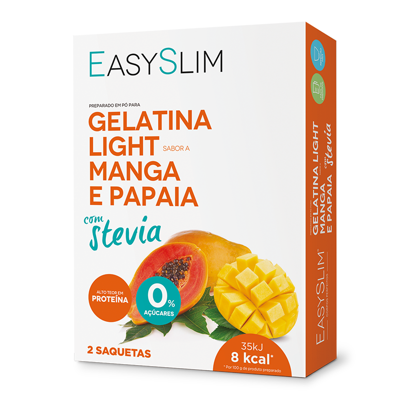 Sobres de gelatina ligera Easyslim de mango y papaya con stevia x2